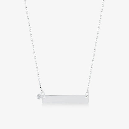 Diamond Bar Necklace in 14K Solid Gold