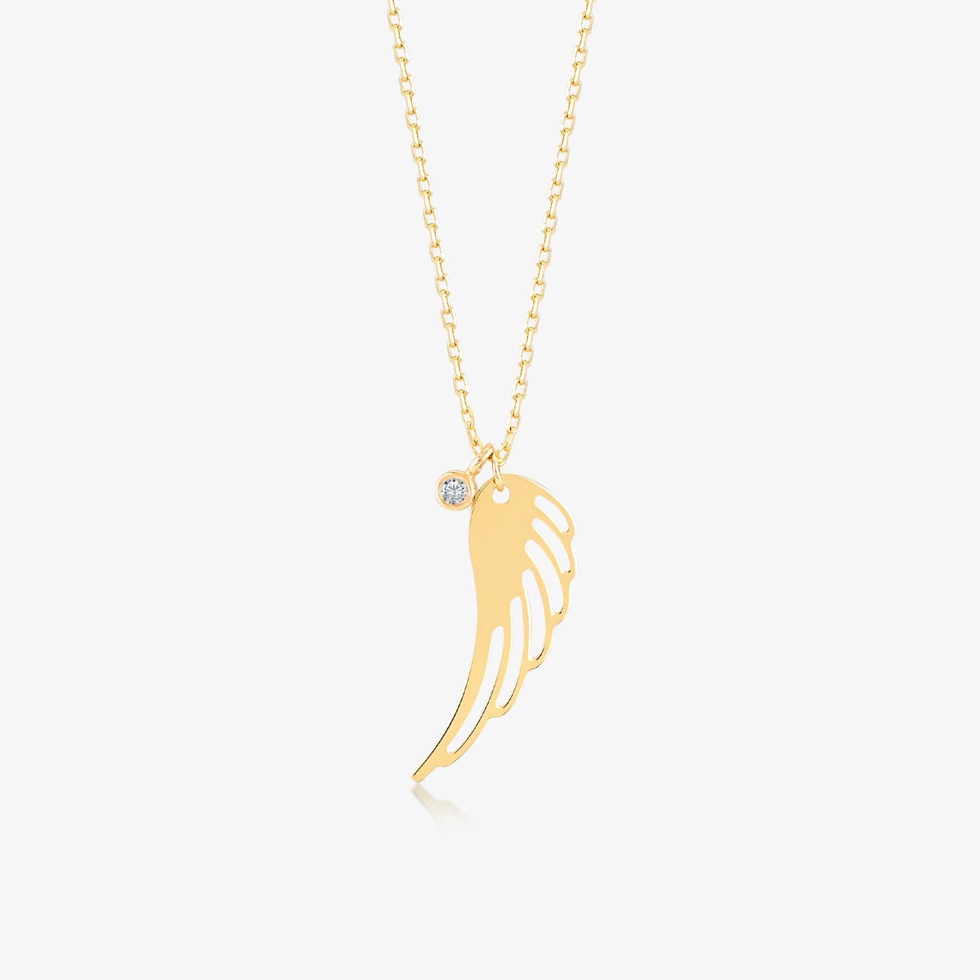 Diamond Angel Wing Pendant Necklace in 14K Solid Gold