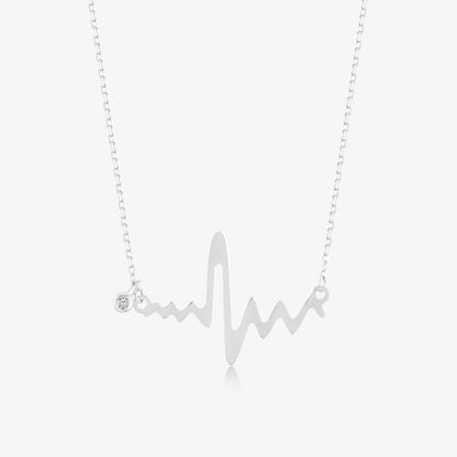 Diamond Heartbeat Necklace in 14K Solid Gold