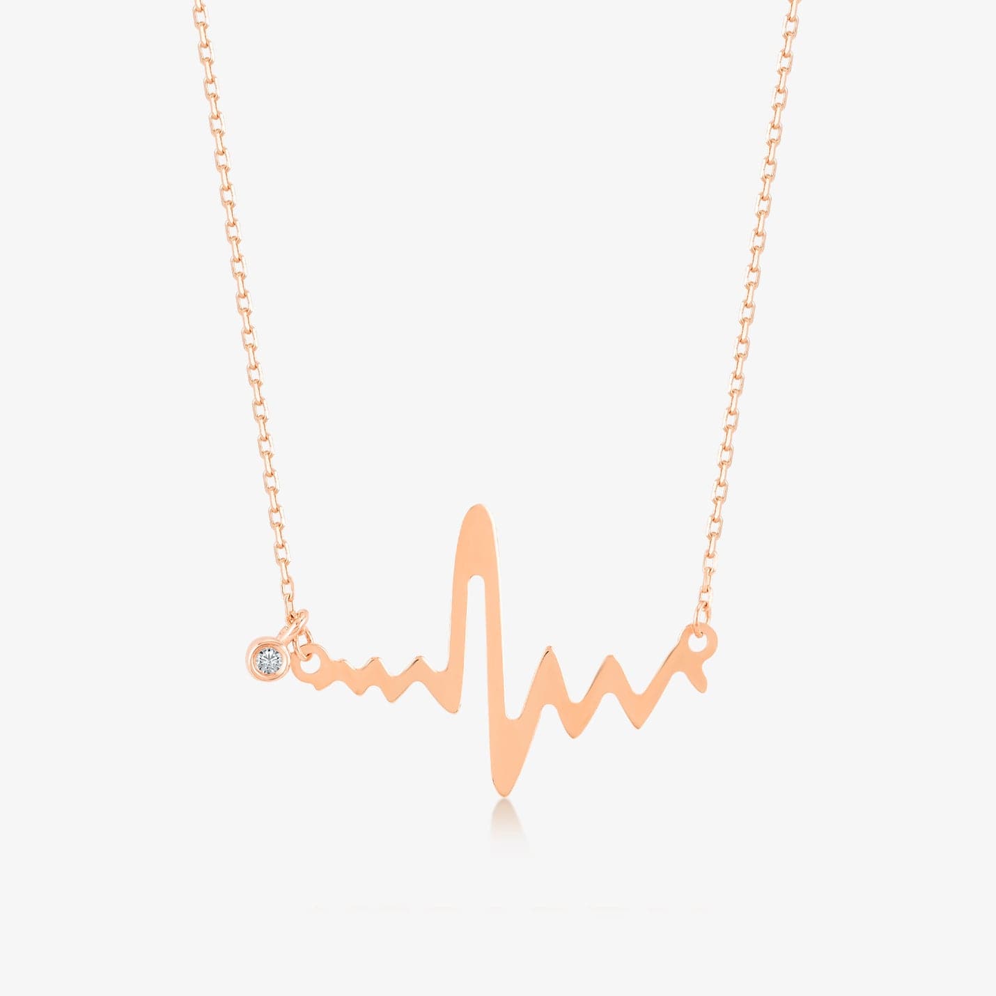 Diamond Heartbeat Necklace in 14K Solid Gold