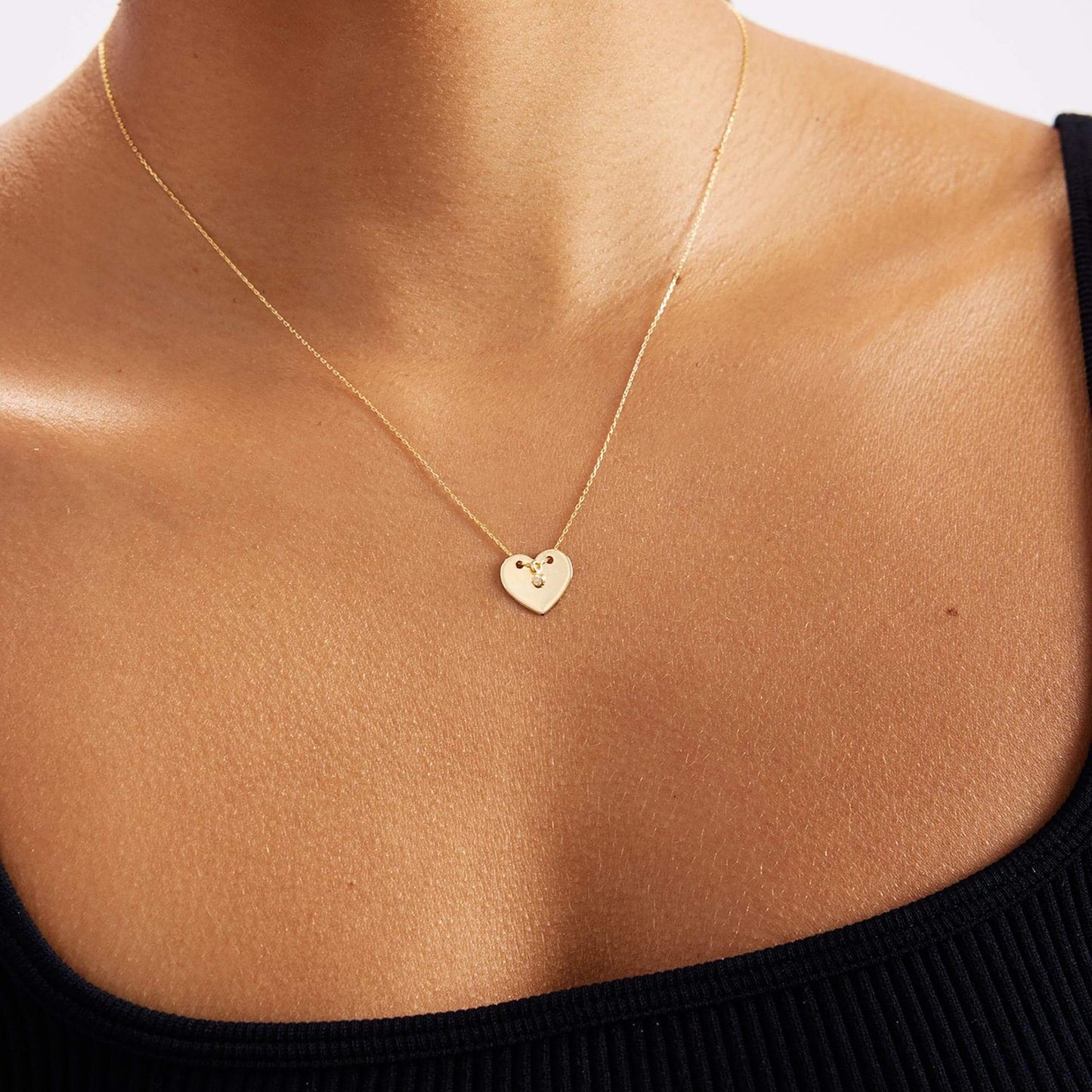 Diamond Heart Necklace in 14K Solid Gold