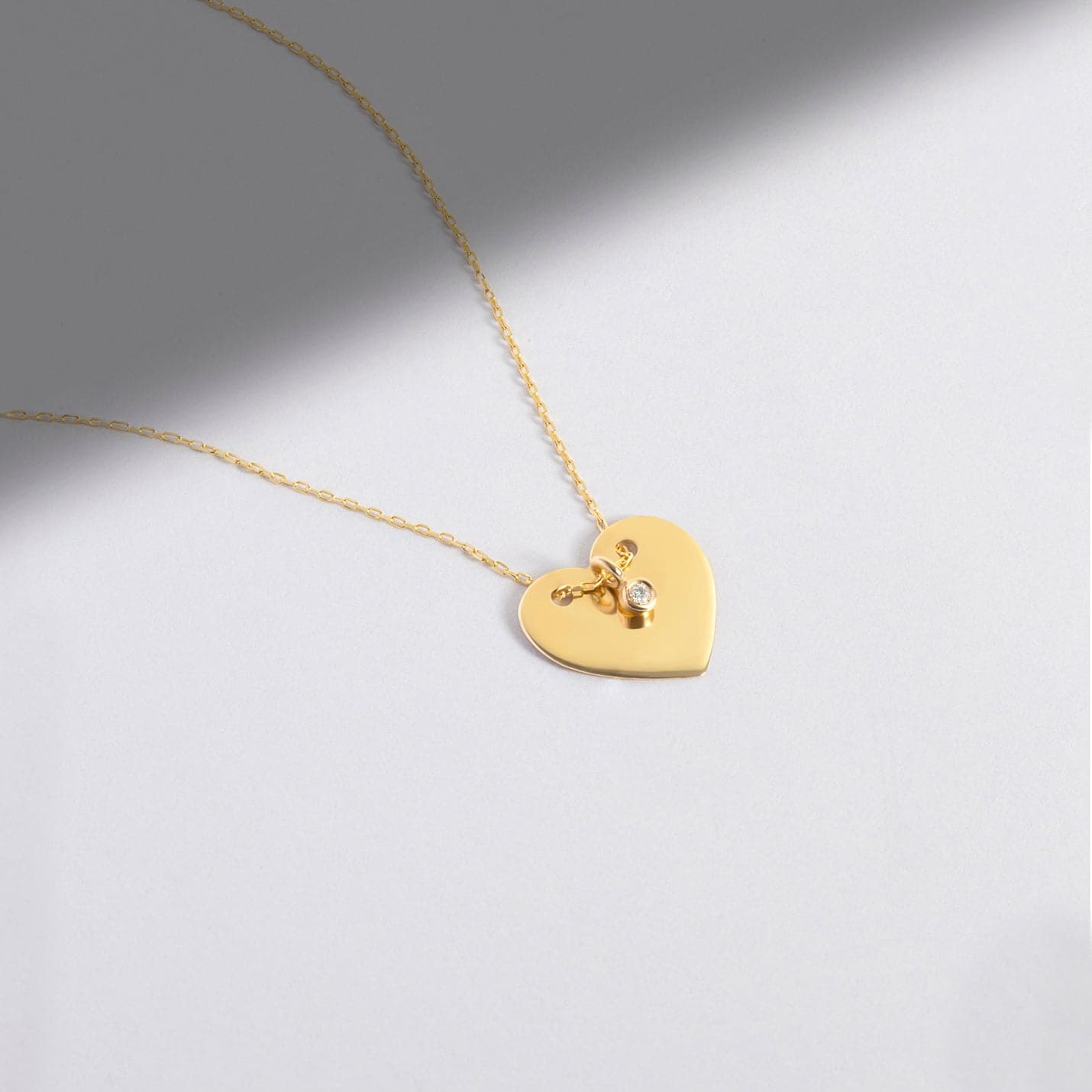 Diamond Heart Necklace in 14K Solid Gold