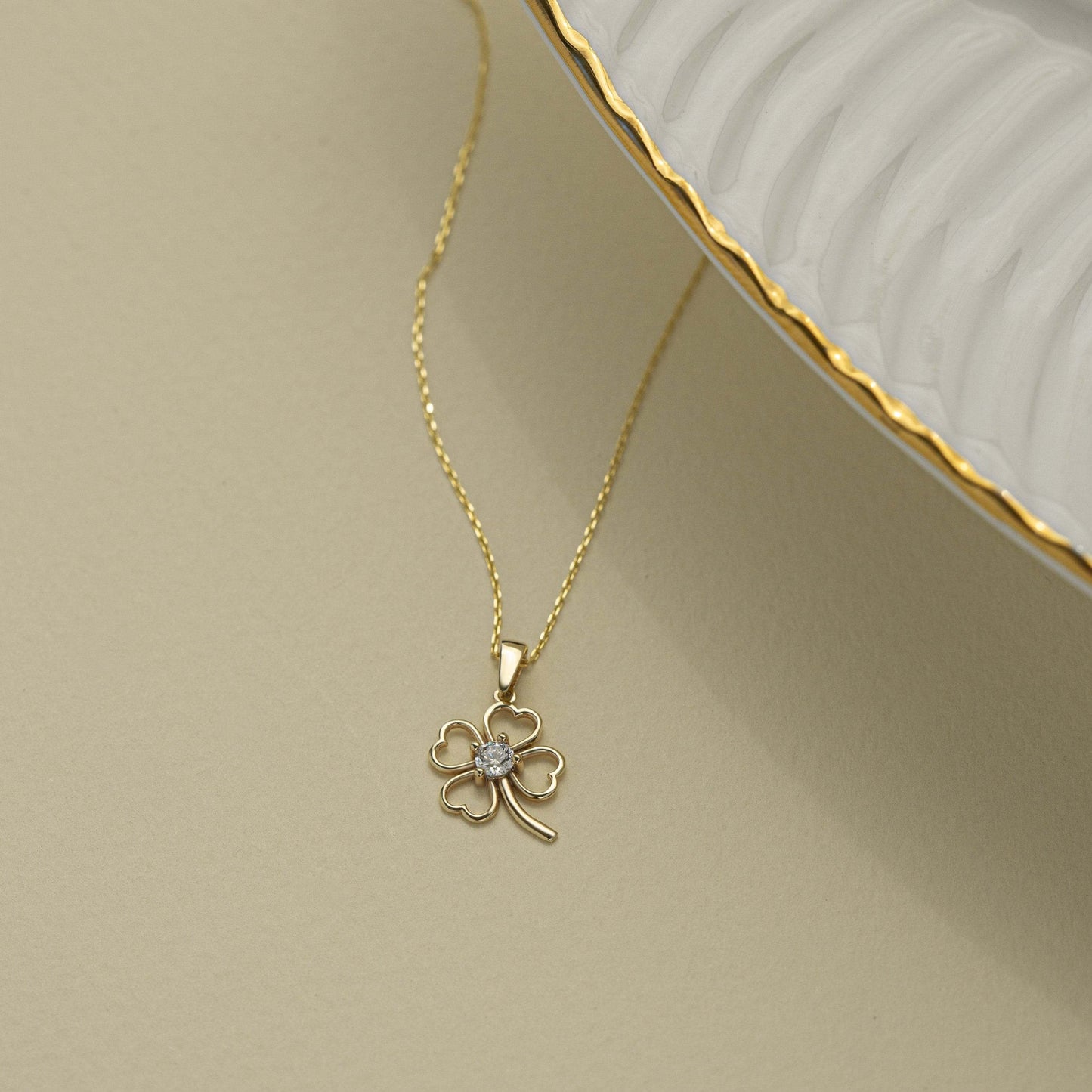 Four Leaf Clover Pendant Necklace in 14K Solid Gold