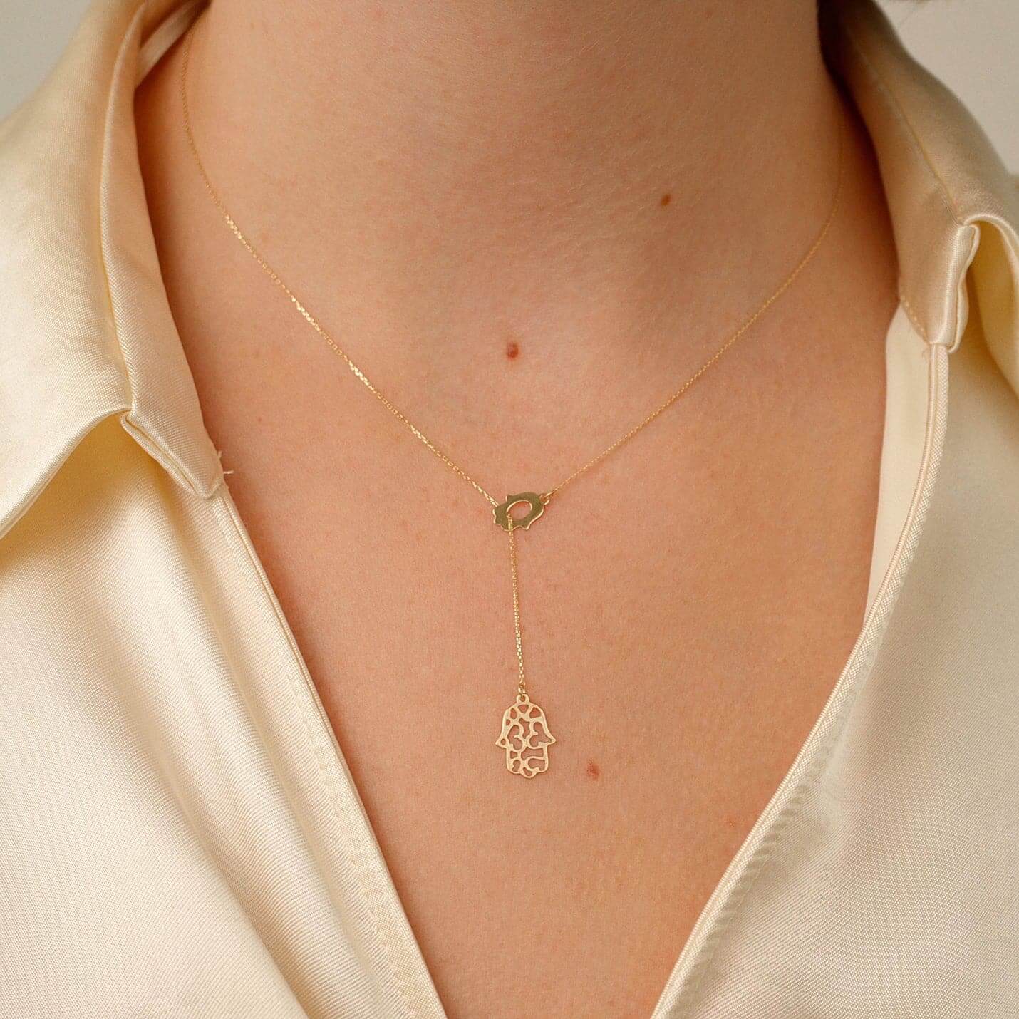 Hamsa Lariat Necklace