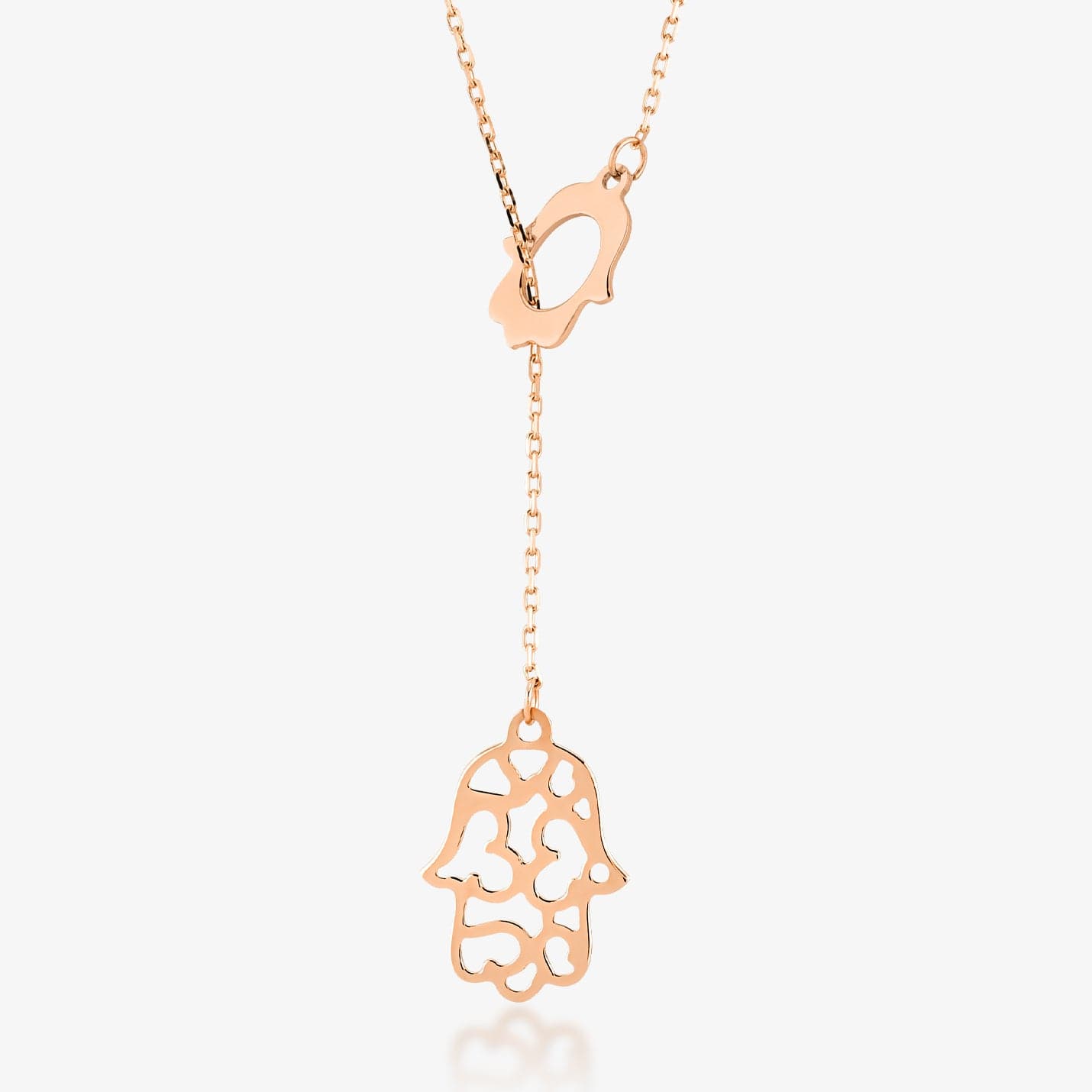 Hamsa Lariat Necklace in 14K Solid Gold