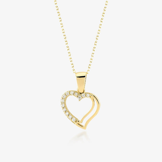 Two Hearts Necklace in 14K Solid Gold