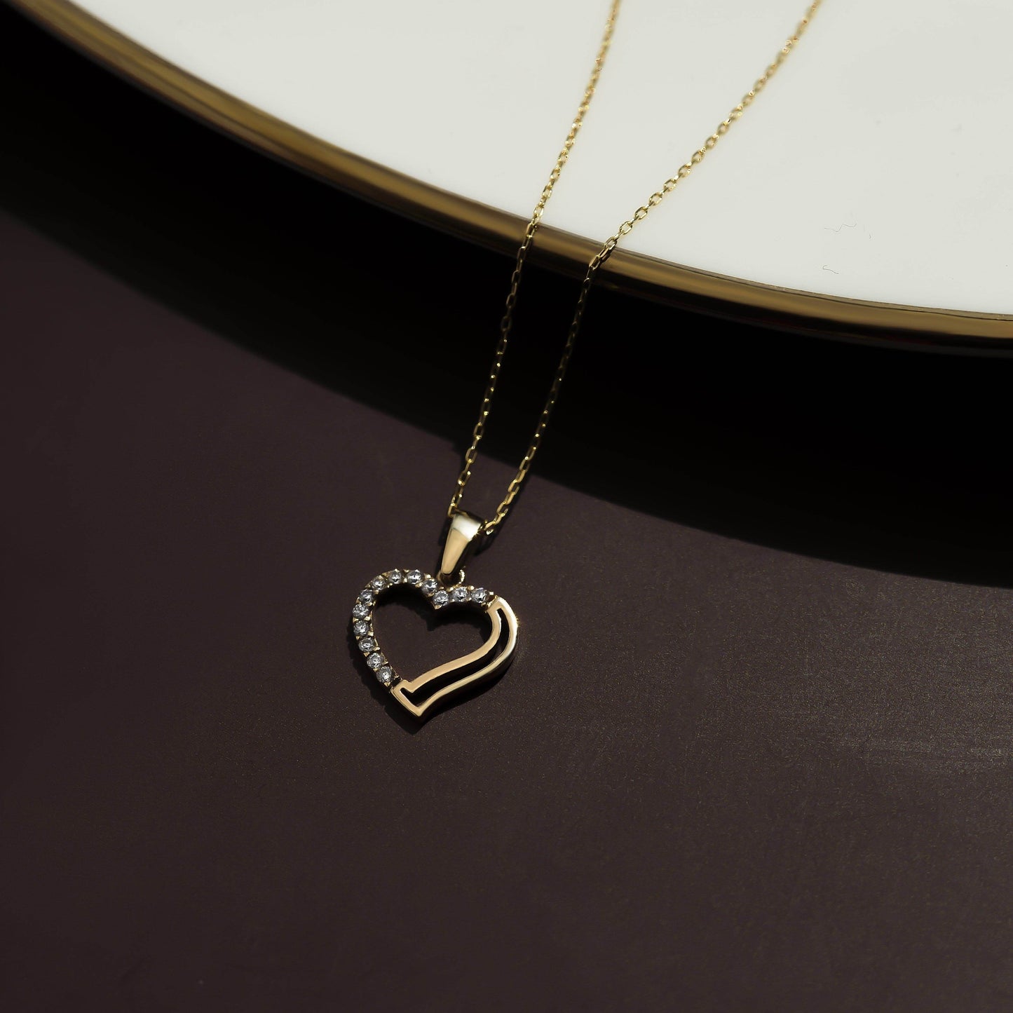 Two Hearts Necklace in 14K Solid Gold