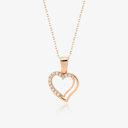 Two Hearts Necklace in 14K Solid Gold