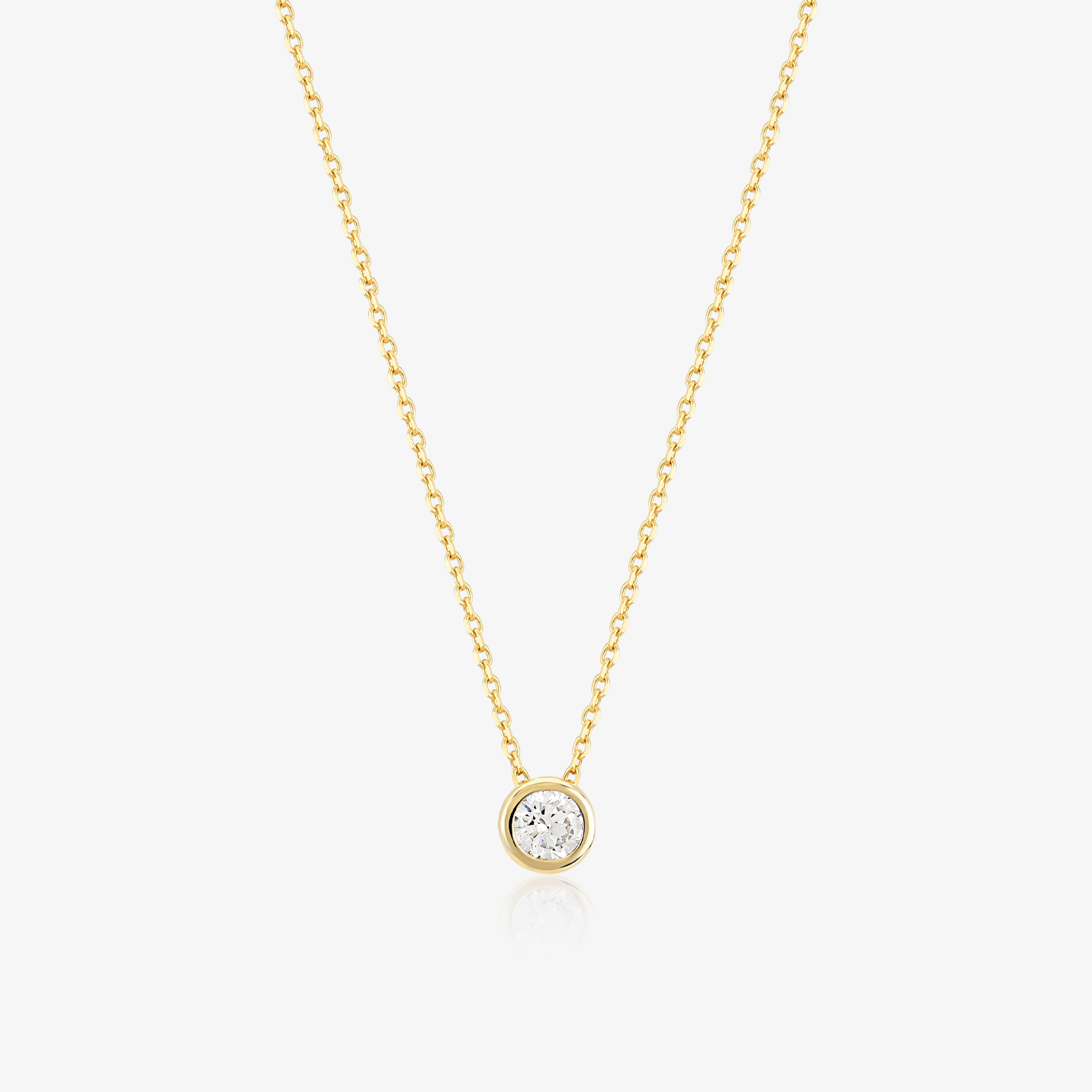 CZ Solitaire Necklace in 14K Solid Gold