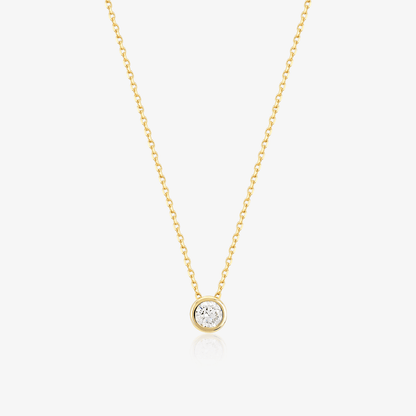 CZ Solitaire Necklace in 14K Solid Gold