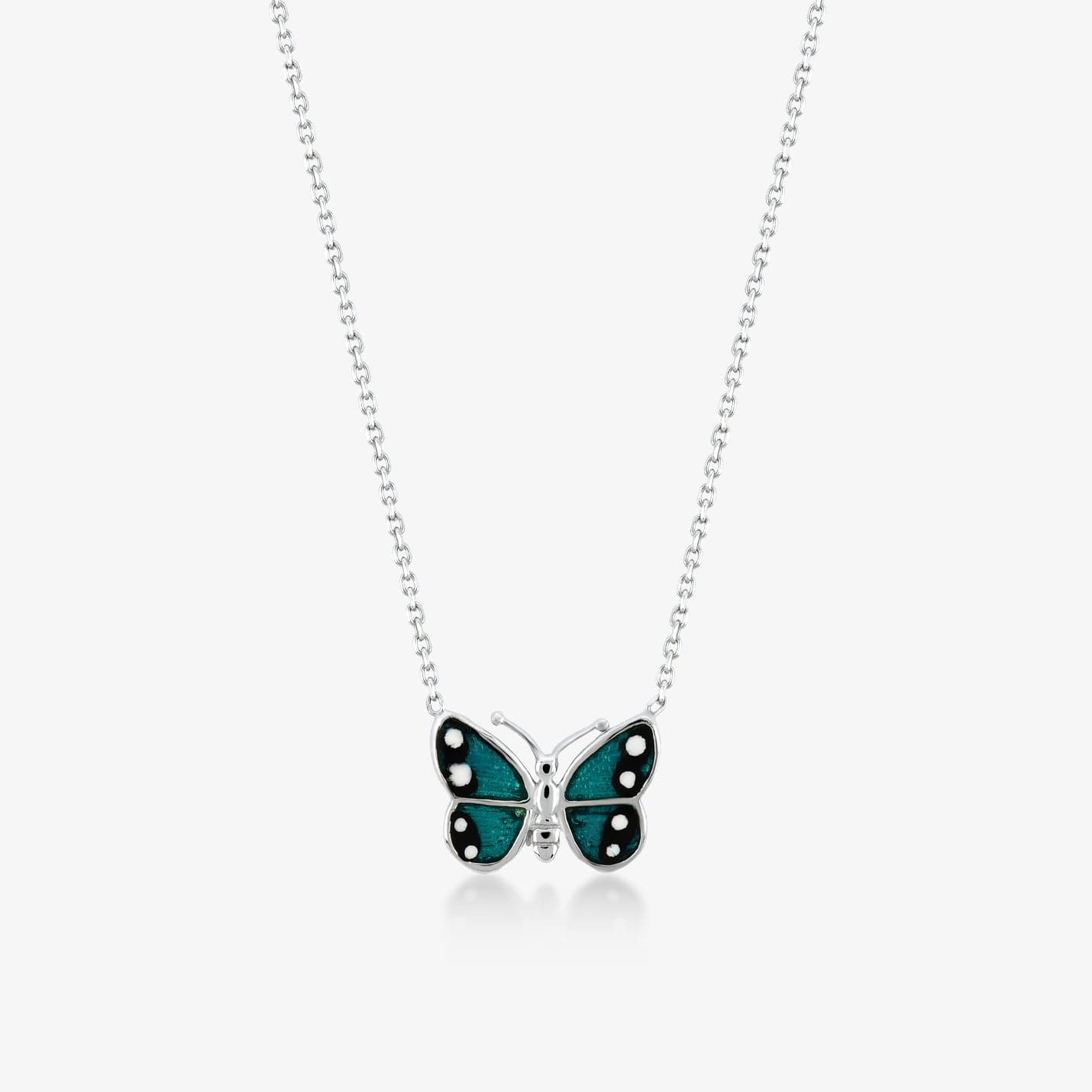 Enamel Butterfly Necklace in 14K Solid Gold