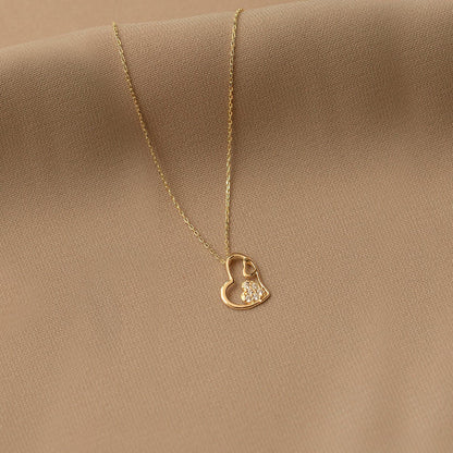 Triple Swirl Heart Pendant Necklace in 14K Solid Gold