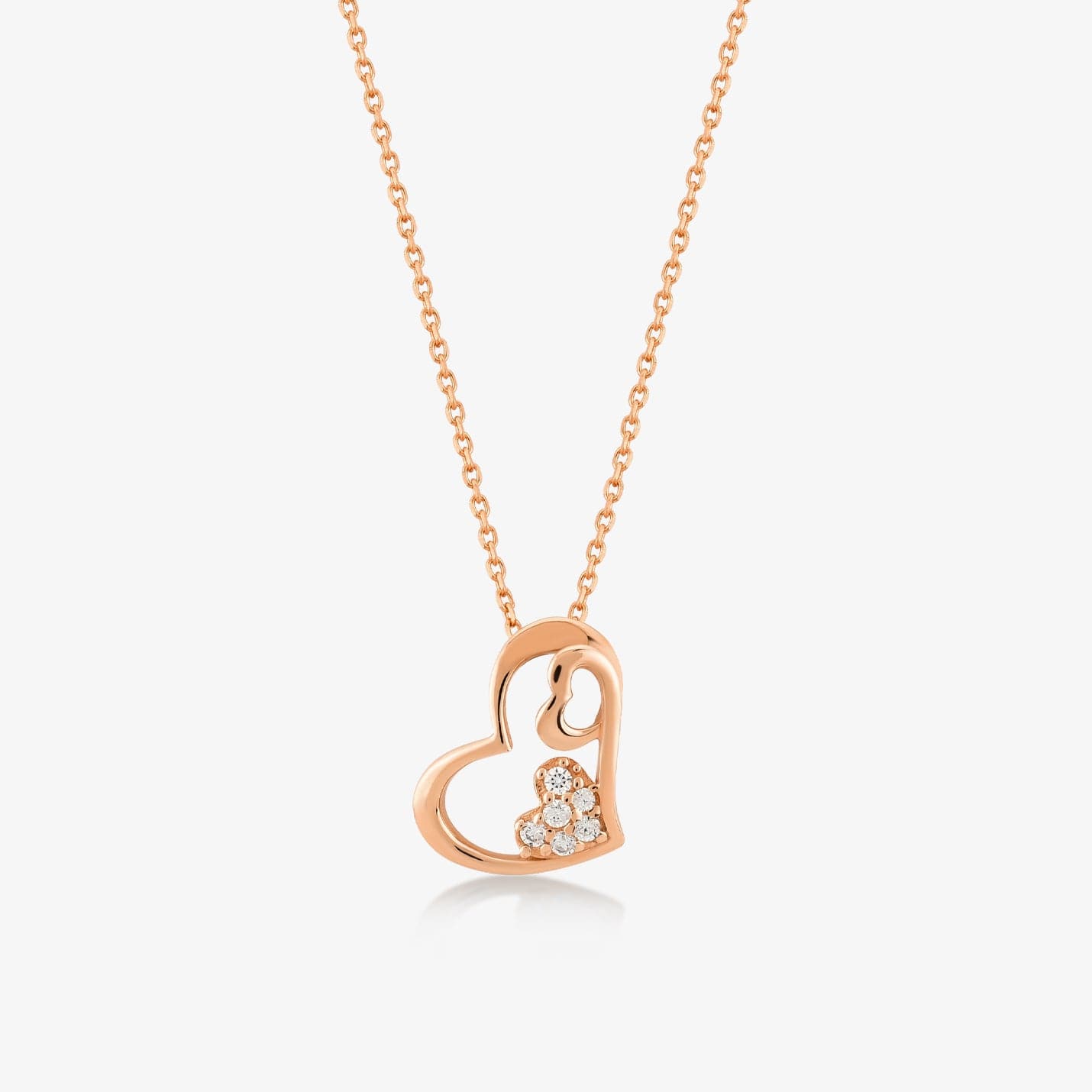 Triple Swirl Heart Pendant Necklace in 14K Solid Gold