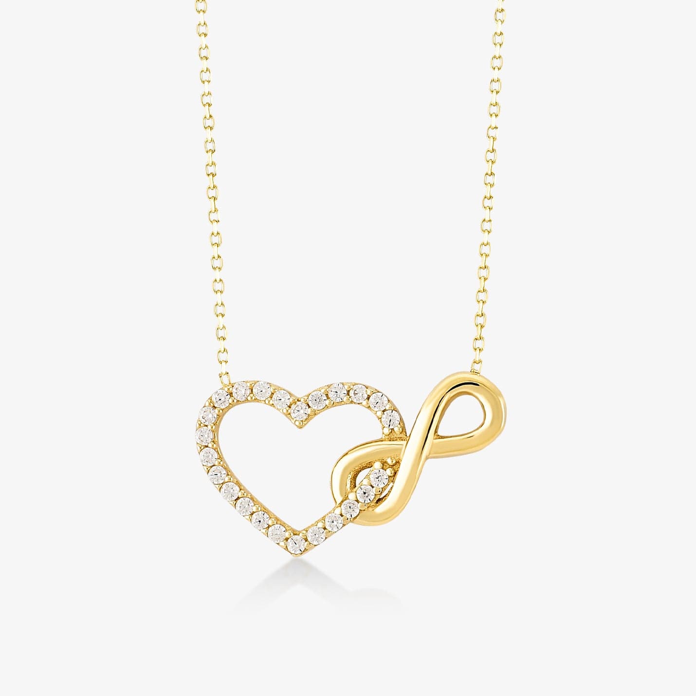 Heart Infinity Necklace in 14K Solid Gold