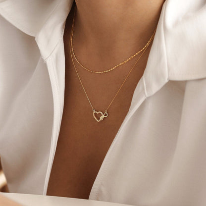 Heart Infinity Necklace in 14K Solid Gold