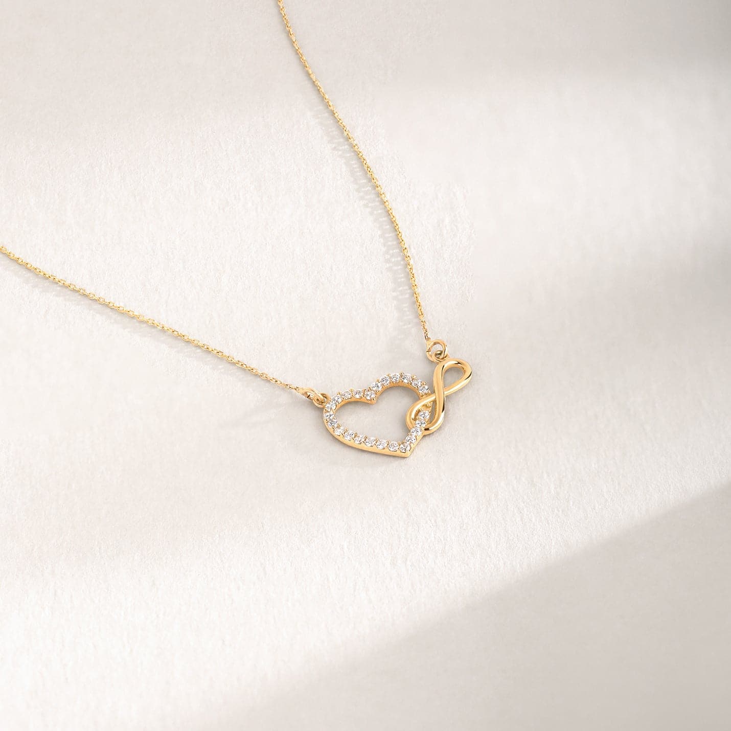 Heart Infinity Necklace in 14K Solid Gold