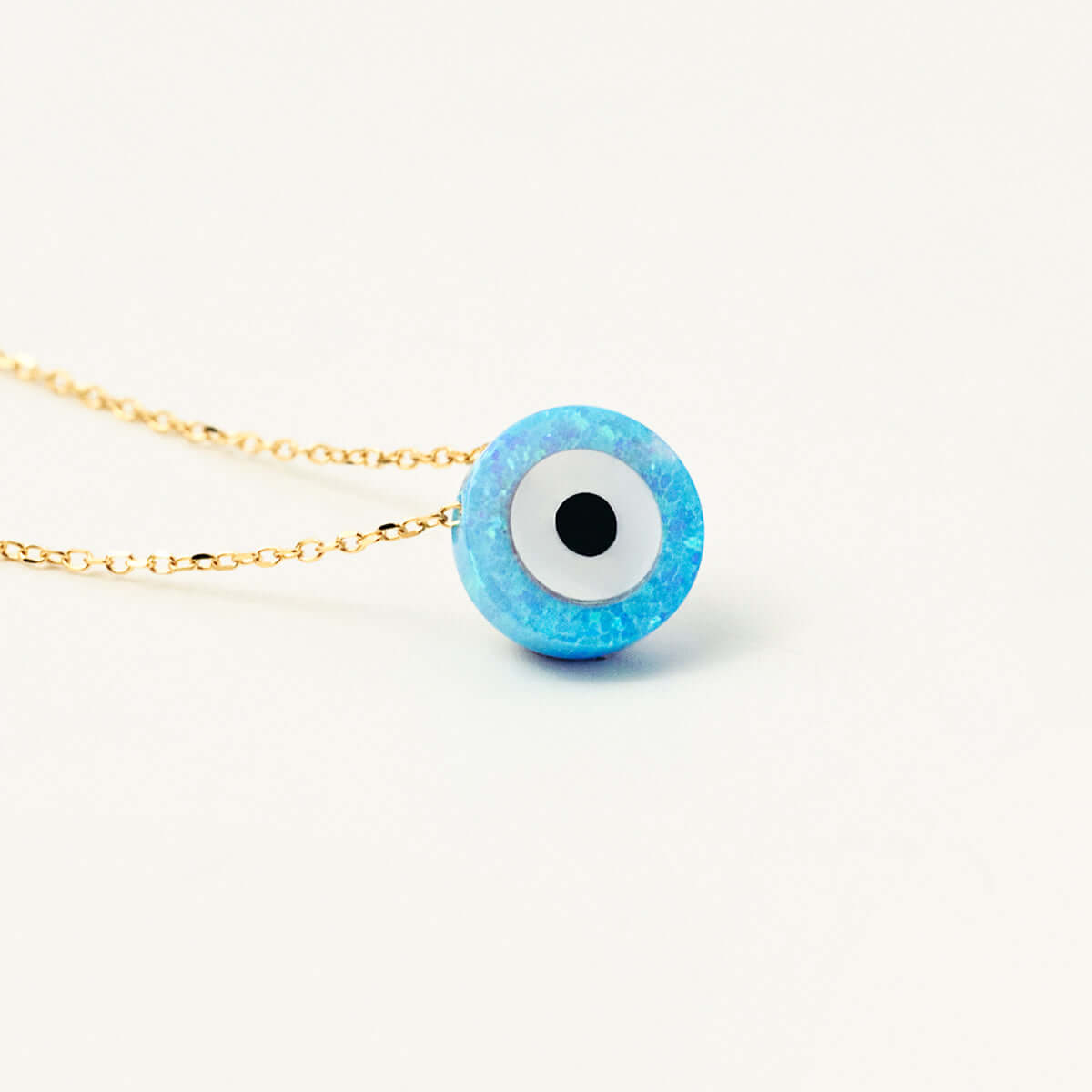 Opal Evil Eye Necklace in 14K Solid Gold