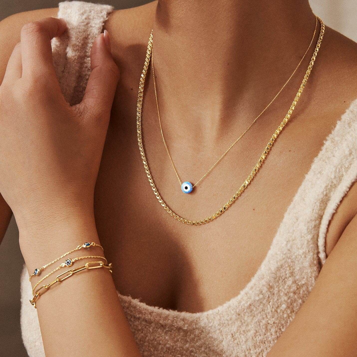 Gelin 14K Solid Gold Evil Eye Necklace | Opal Jewelry for Women
