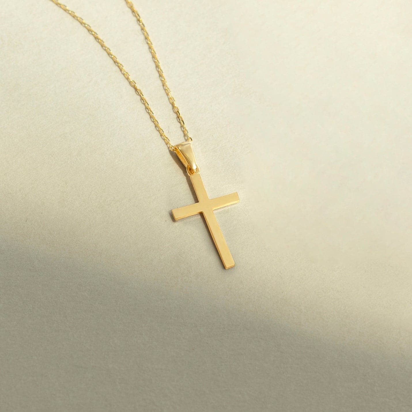 14k solid gold tiny crucifix pendant on 18