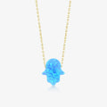 Opal Hamsa Hand Necklace