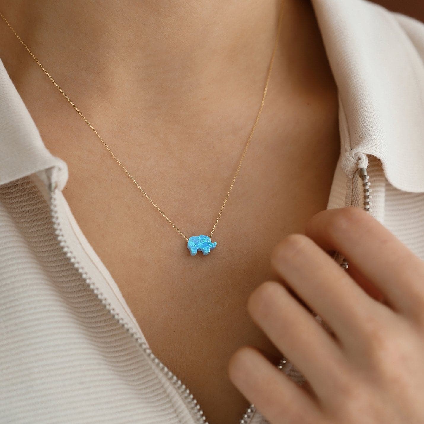 Opal Elephant Necklace