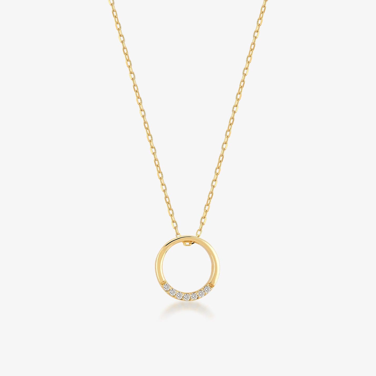 1/50 CT. T.W. Diamond Circle Pendant Necklace in 14K Solid Gold