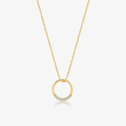 1/50 CT. T.W. Diamond Circle Pendant Necklace in 14K Solid Gold