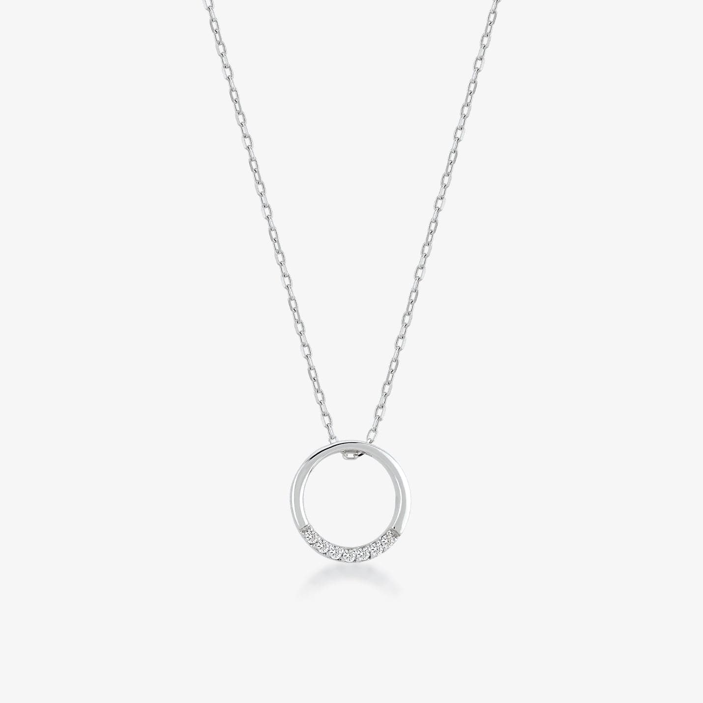 1/50 CT. T.W. Diamond Circle Pendant Necklace in 14K Solid Gold