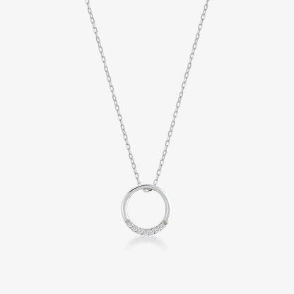 1/50 CT. T.W. Diamond Circle Pendant Necklace in 14K Solid Gold