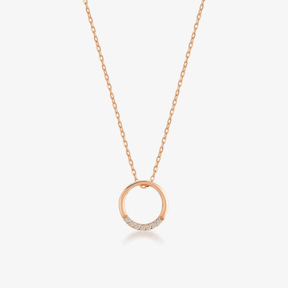 1/50 CT. T.W. Diamond Circle Pendant Necklace in 14K Solid Gold