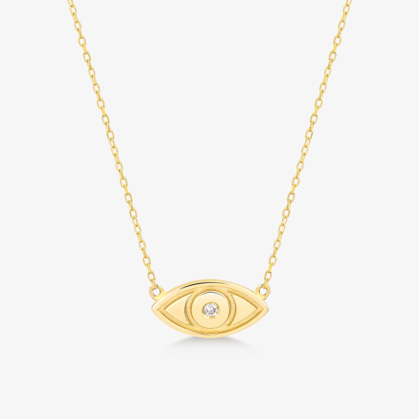 Diamond Evil Eye Necklace in 14K Solid Gold