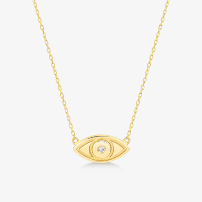 Diamond Evil Eye Necklace in 14K Solid Gold