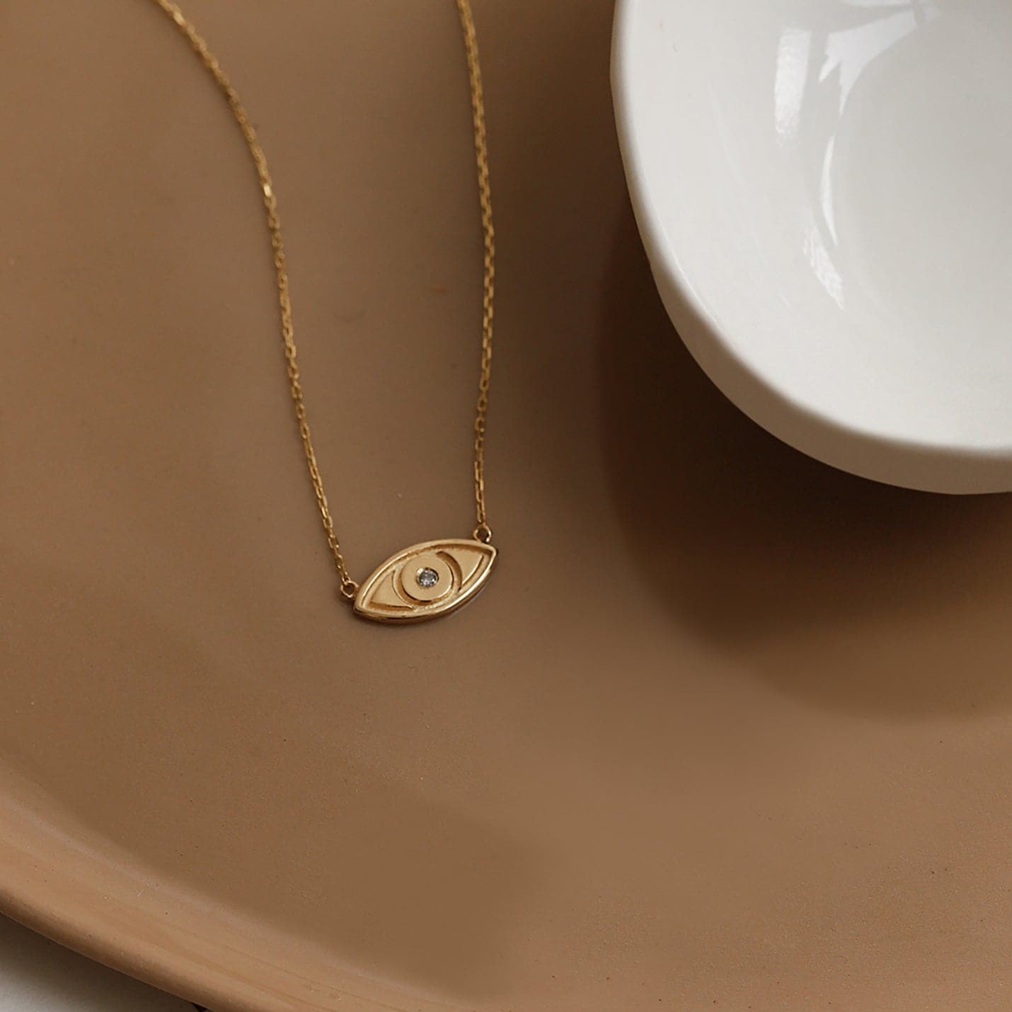 Evil eye oval shape 14k solid outlets gold pendant