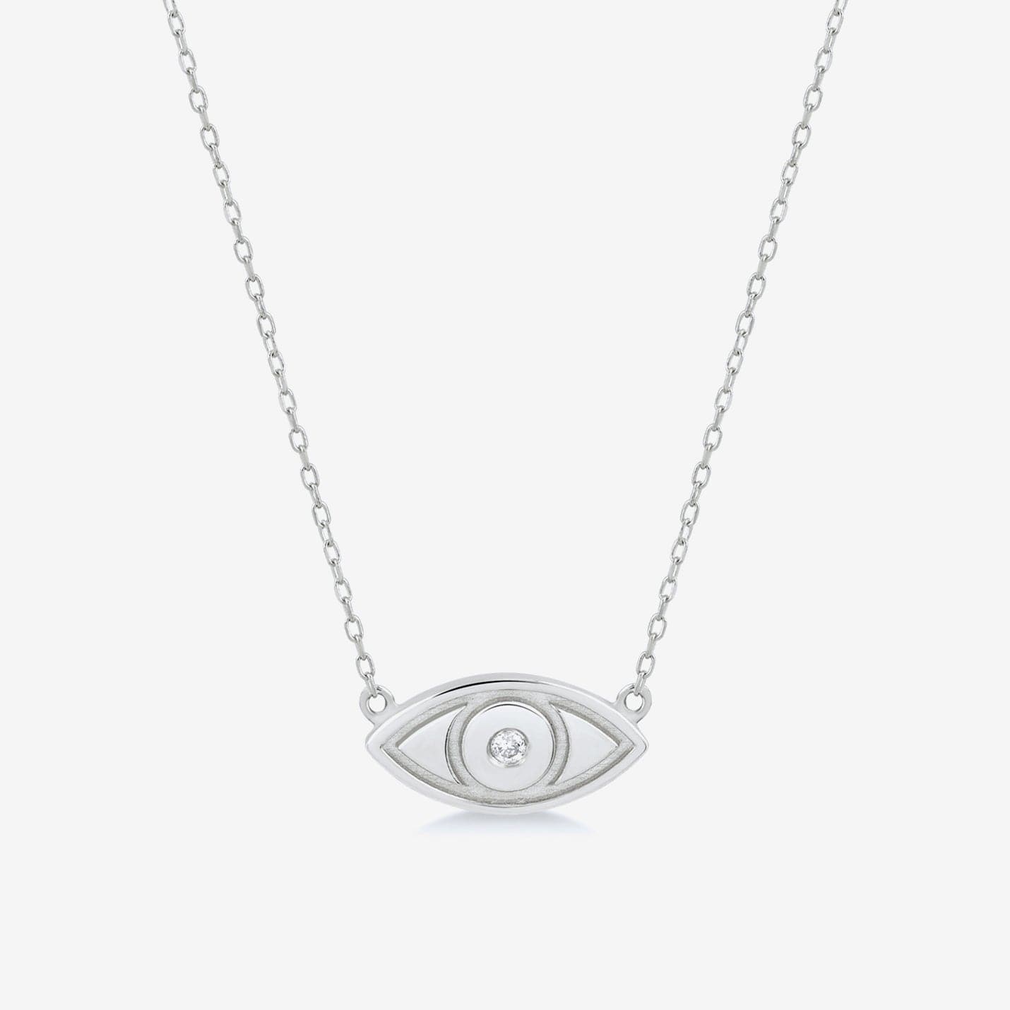 Diamond Evil Eye Necklace in 14K Solid Gold