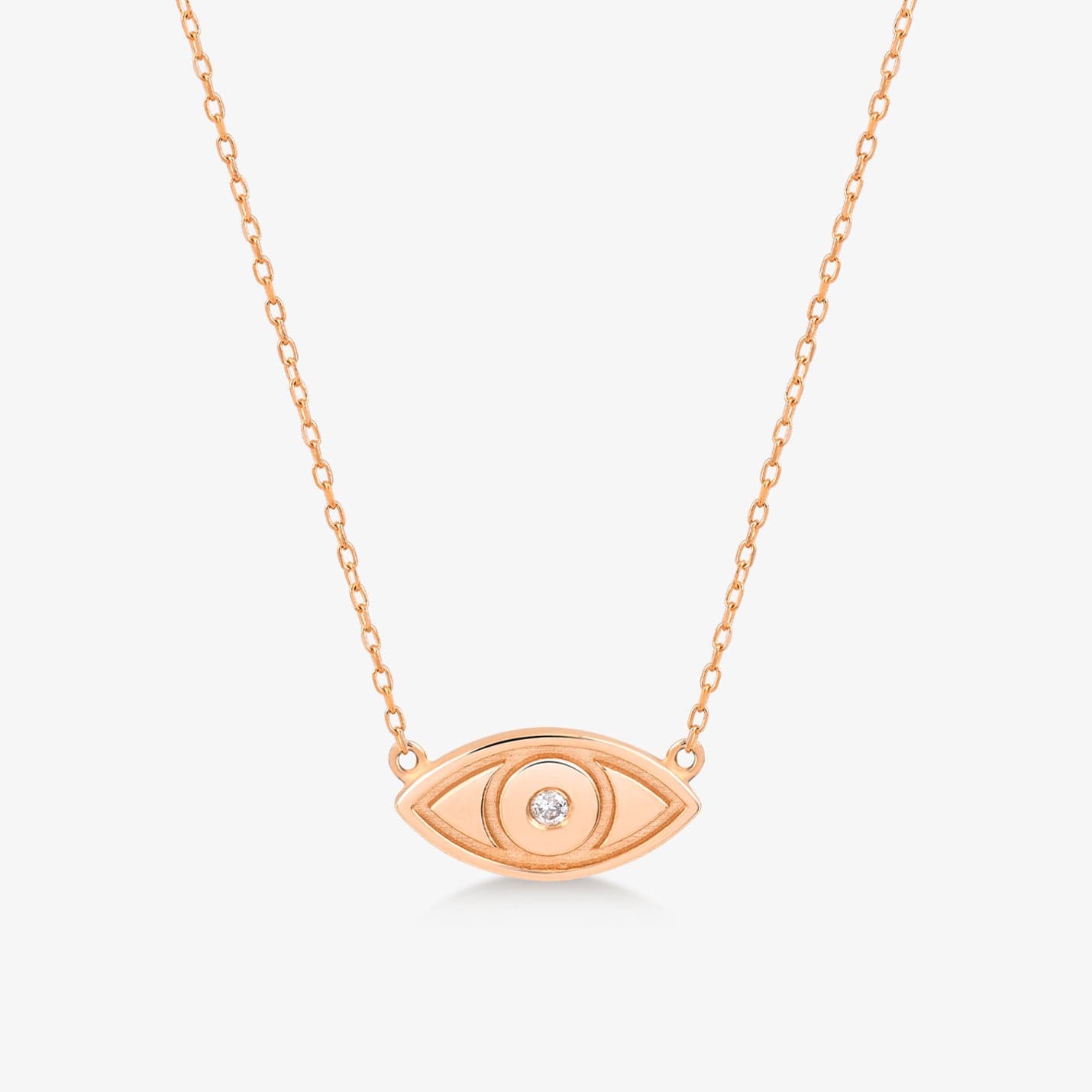 Diamond Evil Eye Necklace in 14K Solid Gold