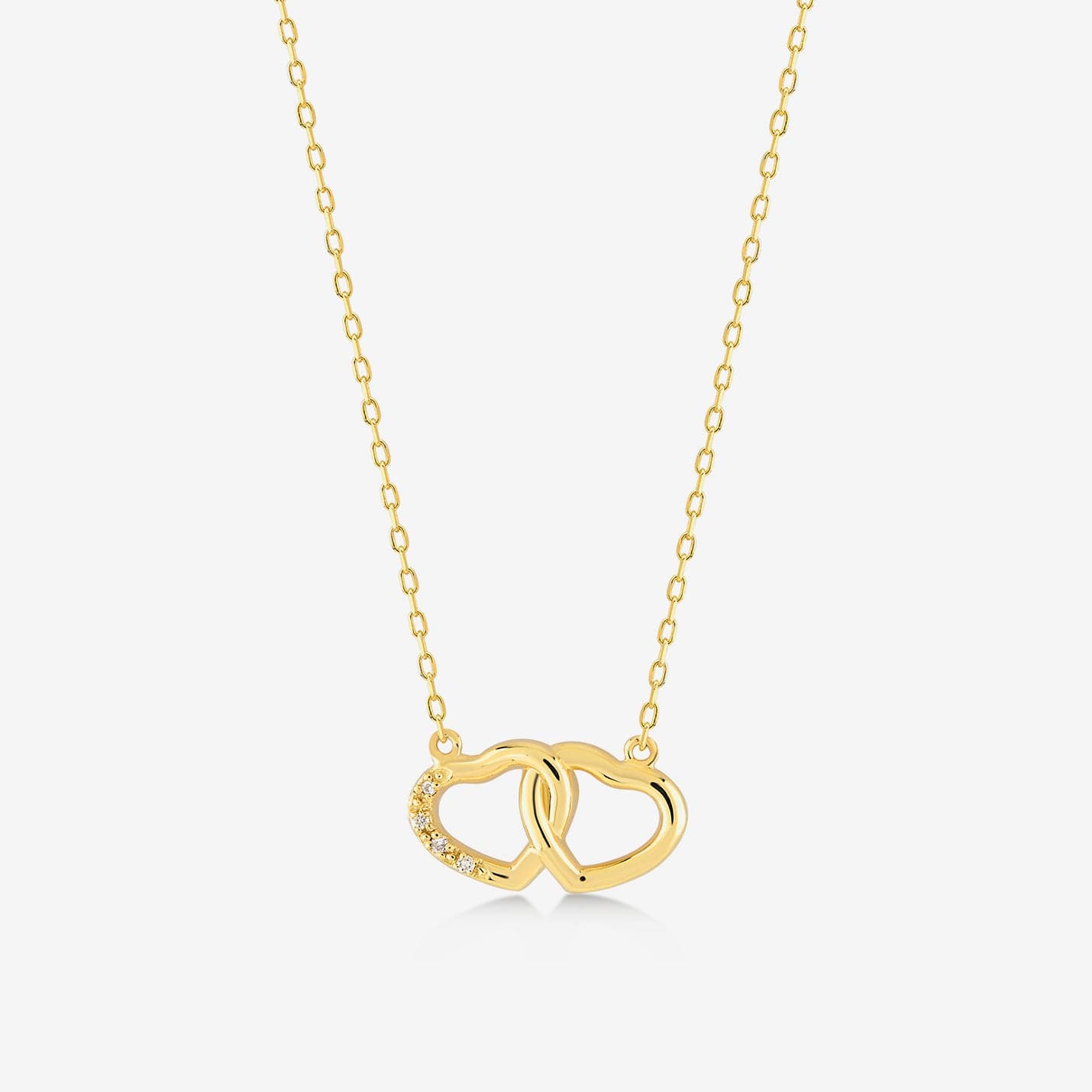 Diamond Interlocking Hearts Pendant Necklace