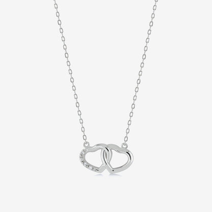 Diamond Interlocking Hearts Pendant Necklace in 14K Solid Gold