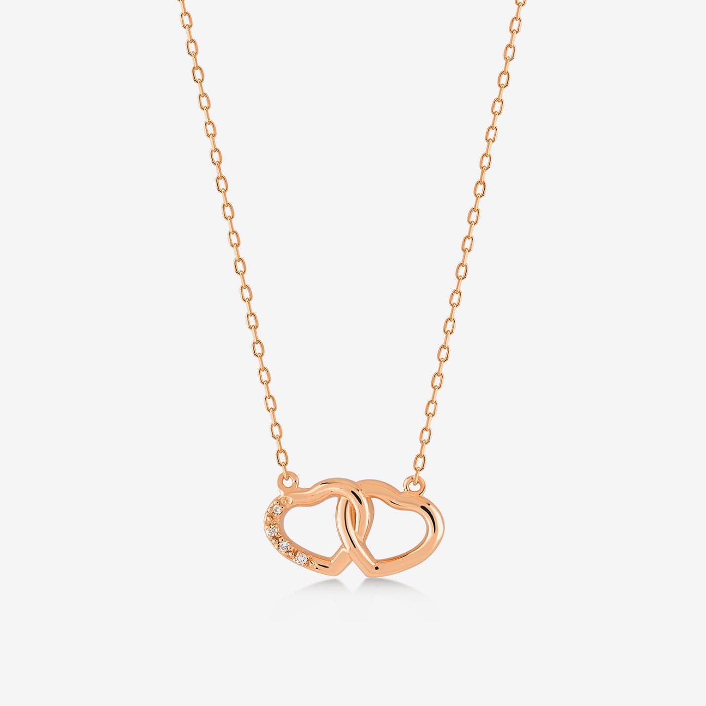 Diamond Interlocking Hearts Pendant Necklace