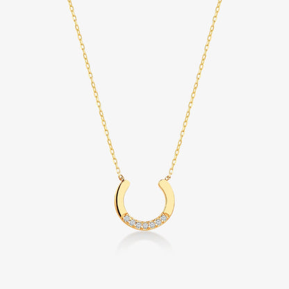 1/50 CT. T.W. Diamond Horseshoe Pendant Necklace in 14K Solid Gold