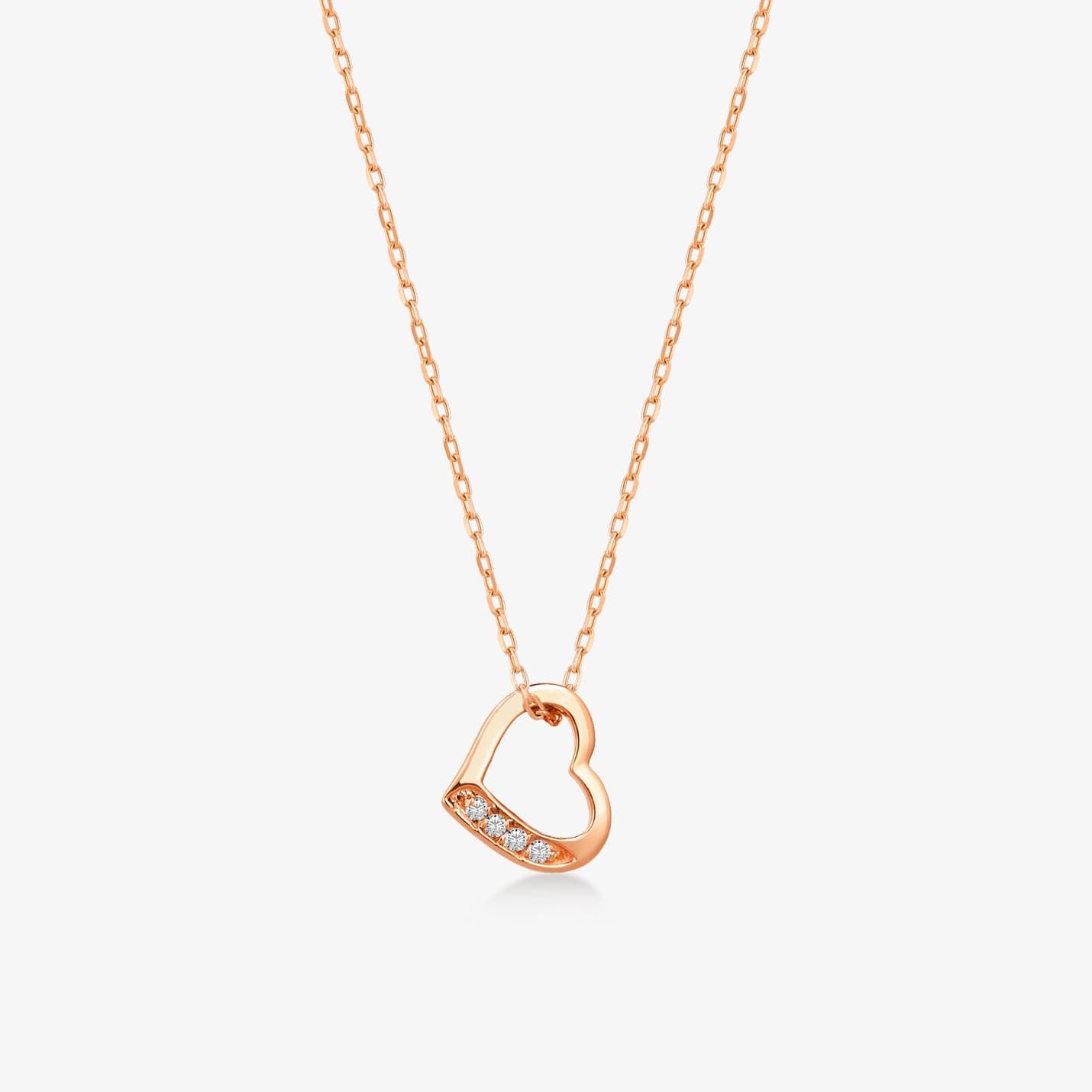 Diamond Heart Necklace in 14K Solid Gold