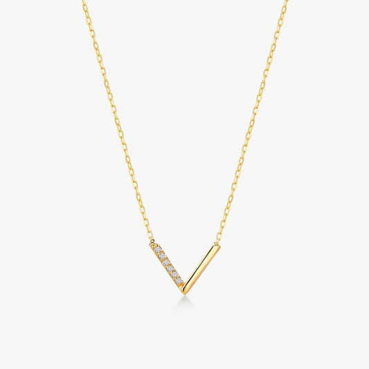 Diamond Chevron Necklace in 14K Solid Gold