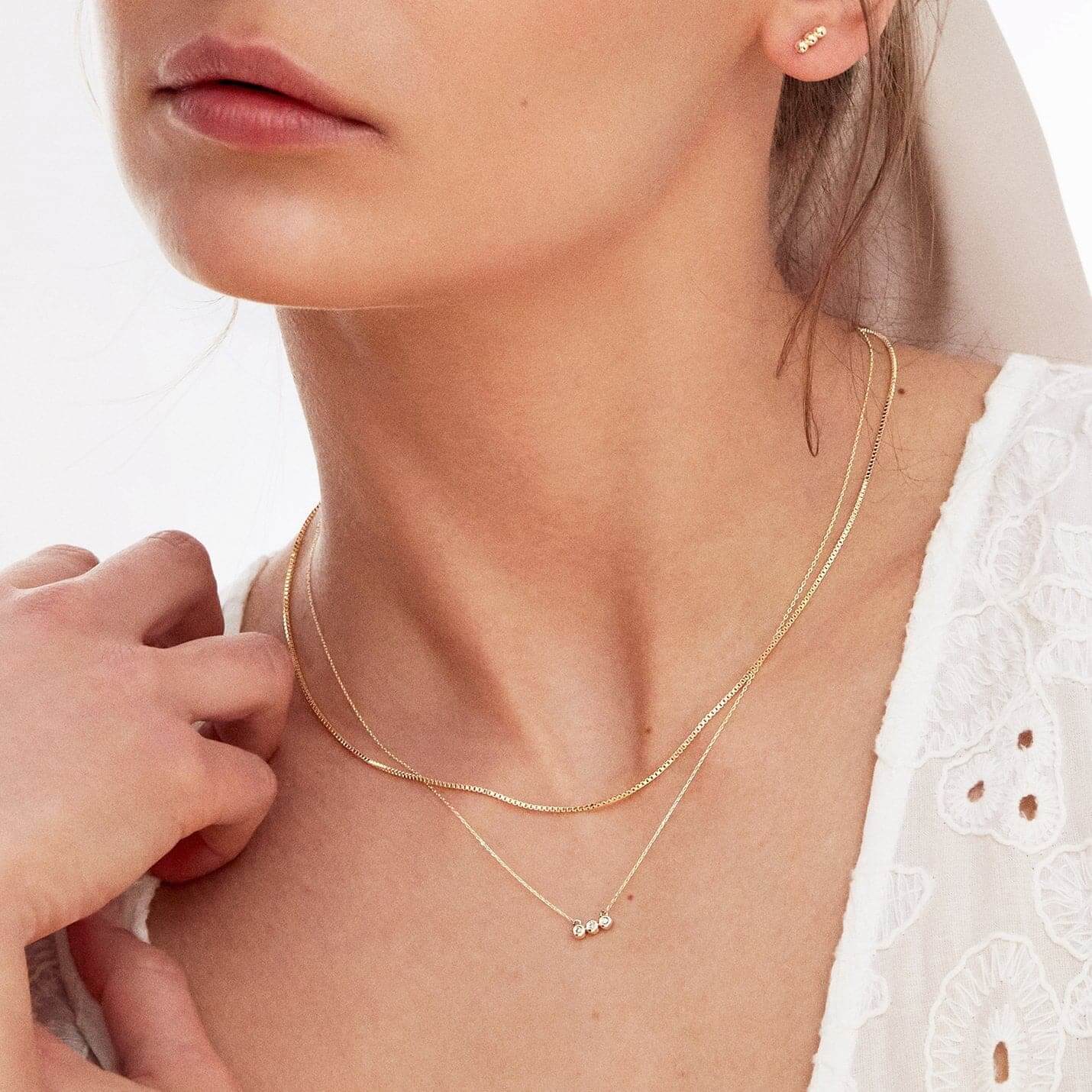 Three Stone Diamond Pendant Necklace
