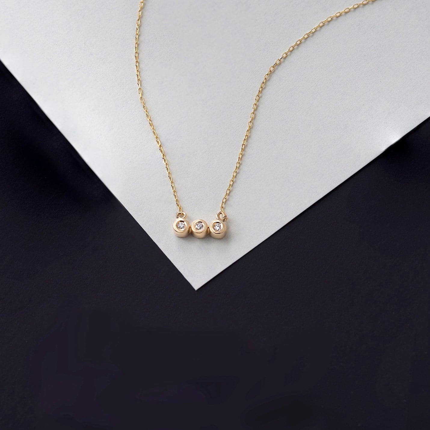 Three Stone Diamond Pendant Necklace