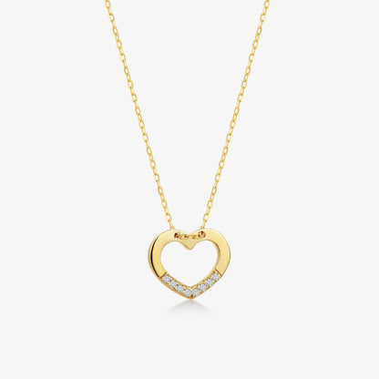 Diamond Heart Necklace in 14K Solid Gold