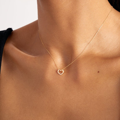 Diamond Heart Necklace in 14K Solid Gold