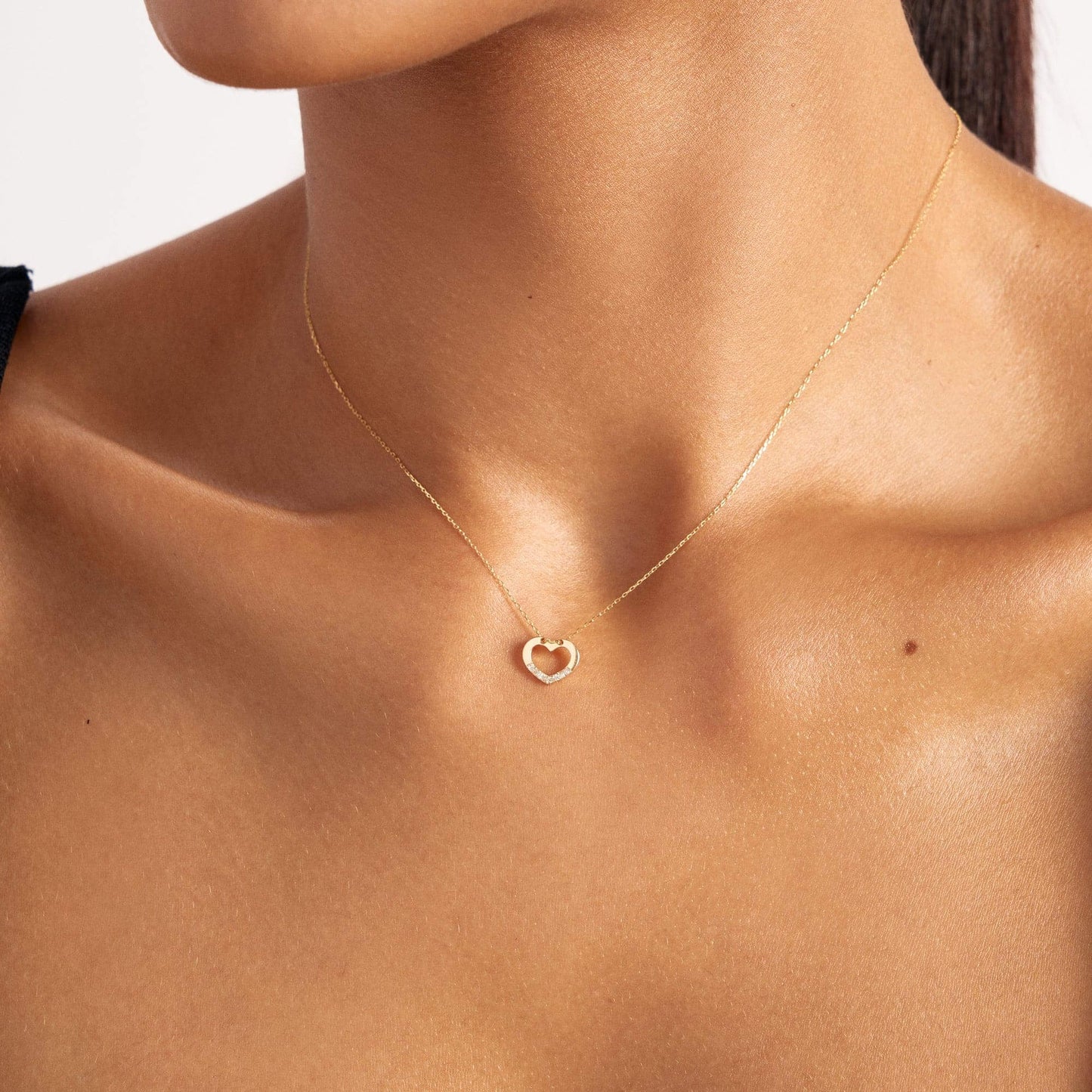 Diamond Heart Necklace in 14K Solid Gold