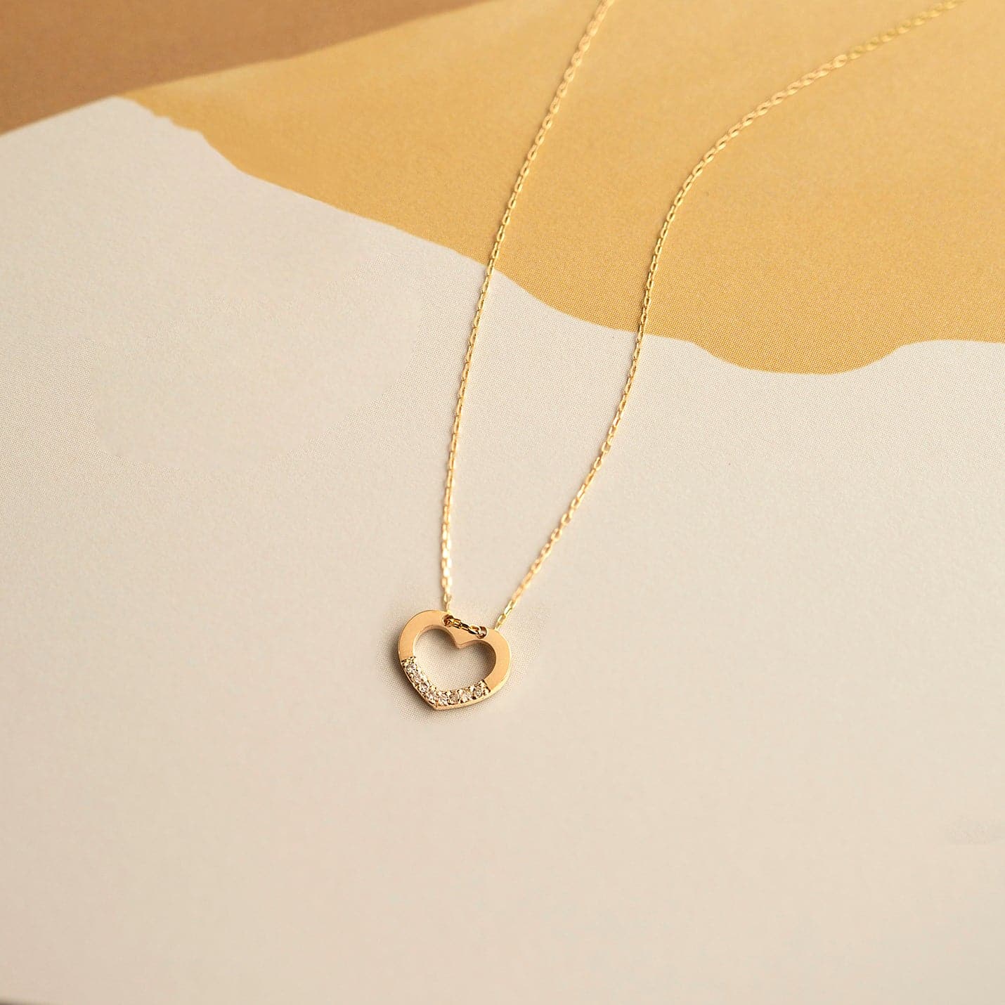 Diamond Heart Necklace in 14K Solid Gold