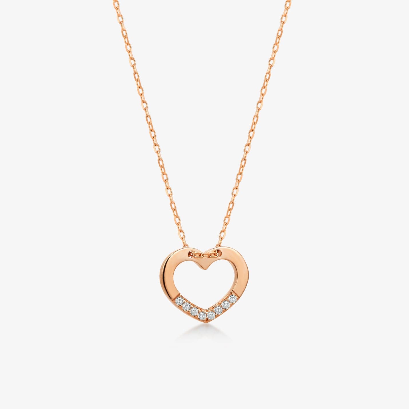 Diamond Heart Necklace in 14K Solid Gold