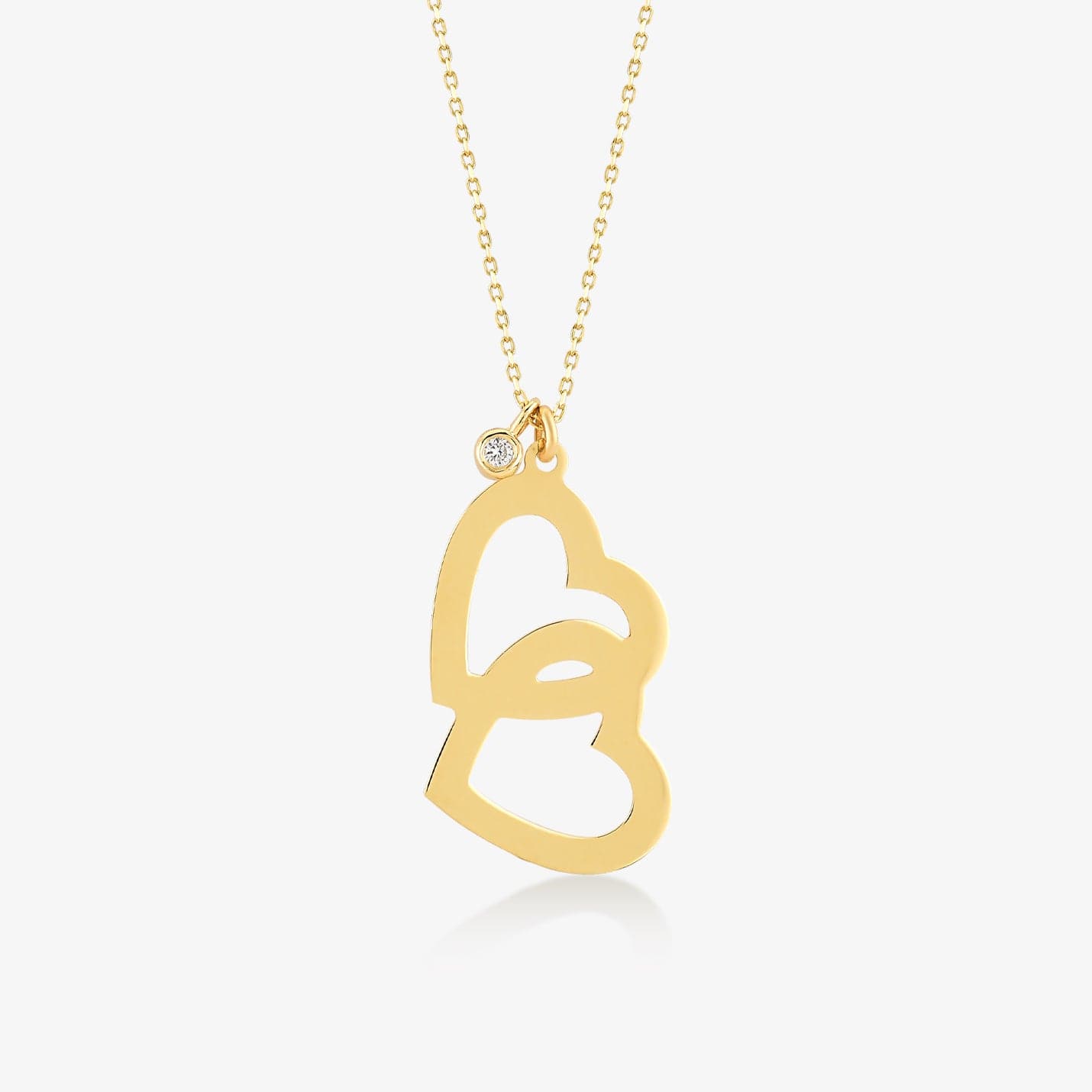 Diamond Intertwined Heart Necklace in 14K Solid Gold