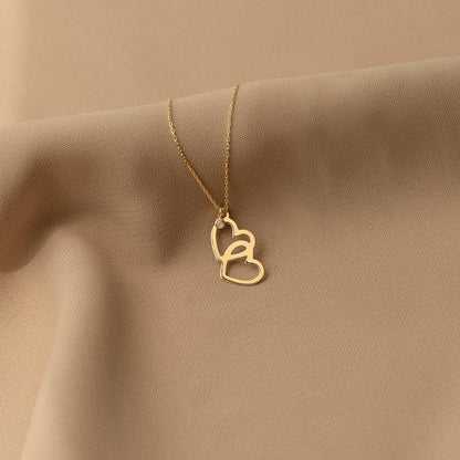 Diamond Intertwined Heart Necklace in 14K Solid Gold